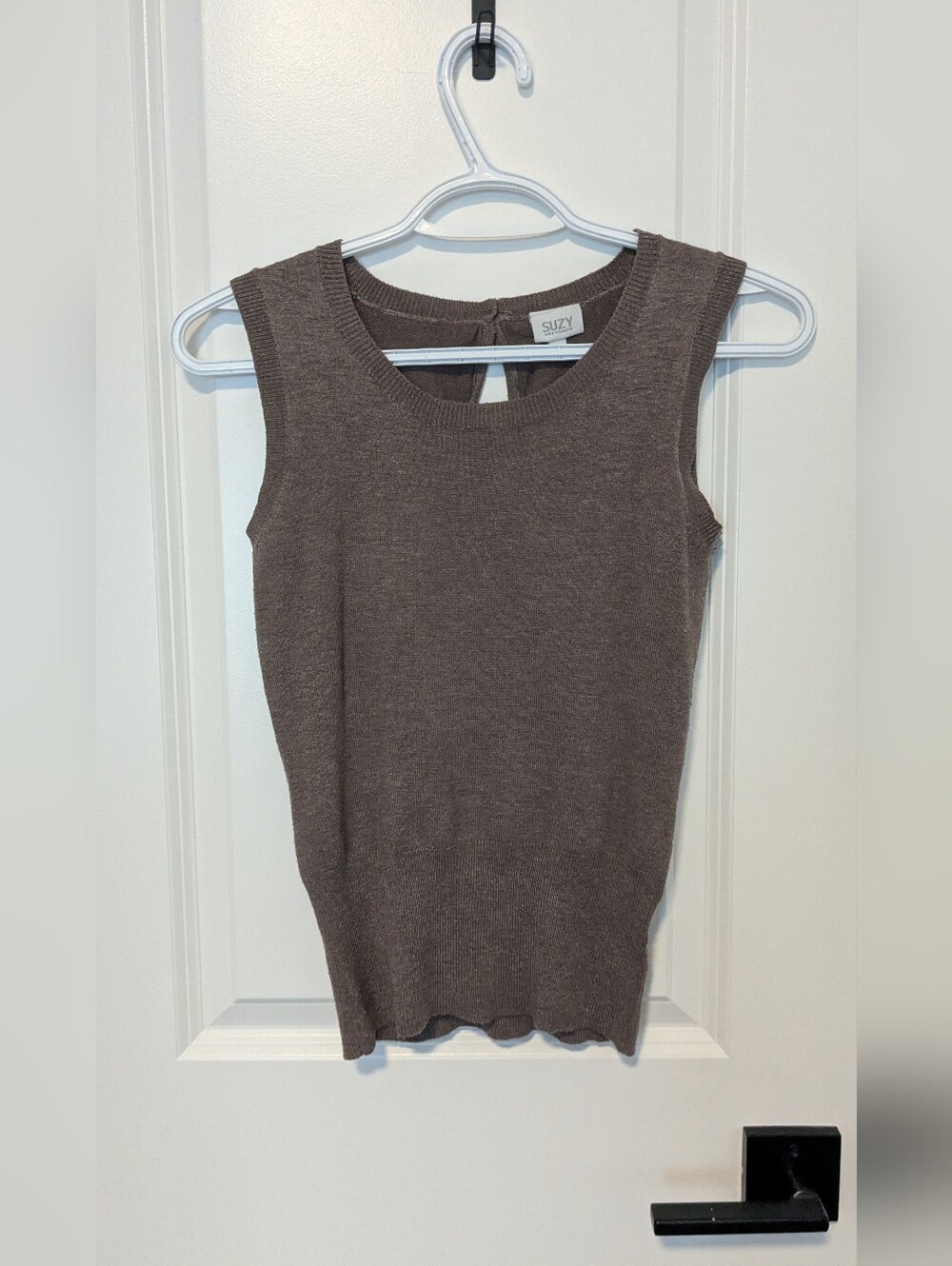 Tan Knit Scoop Neck Sweater Vest